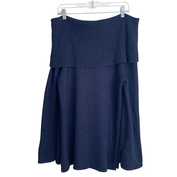 UGG Rhodyn Off Shoulder Long Sleeve Sweater Navy blue medium knit tunic wool M - Picture 5 of 13